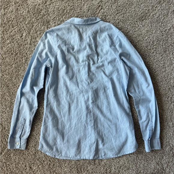 Womens Old Navy Chambray Button-Up Collared Shirt blue Size Small Tall - Picture 9 of 11